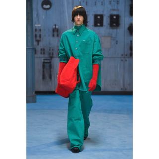 ラフシモンズ(RAF SIMONS)のraf simonsビッグフィット デニム シャツ サイズMグリーン(シャツ)