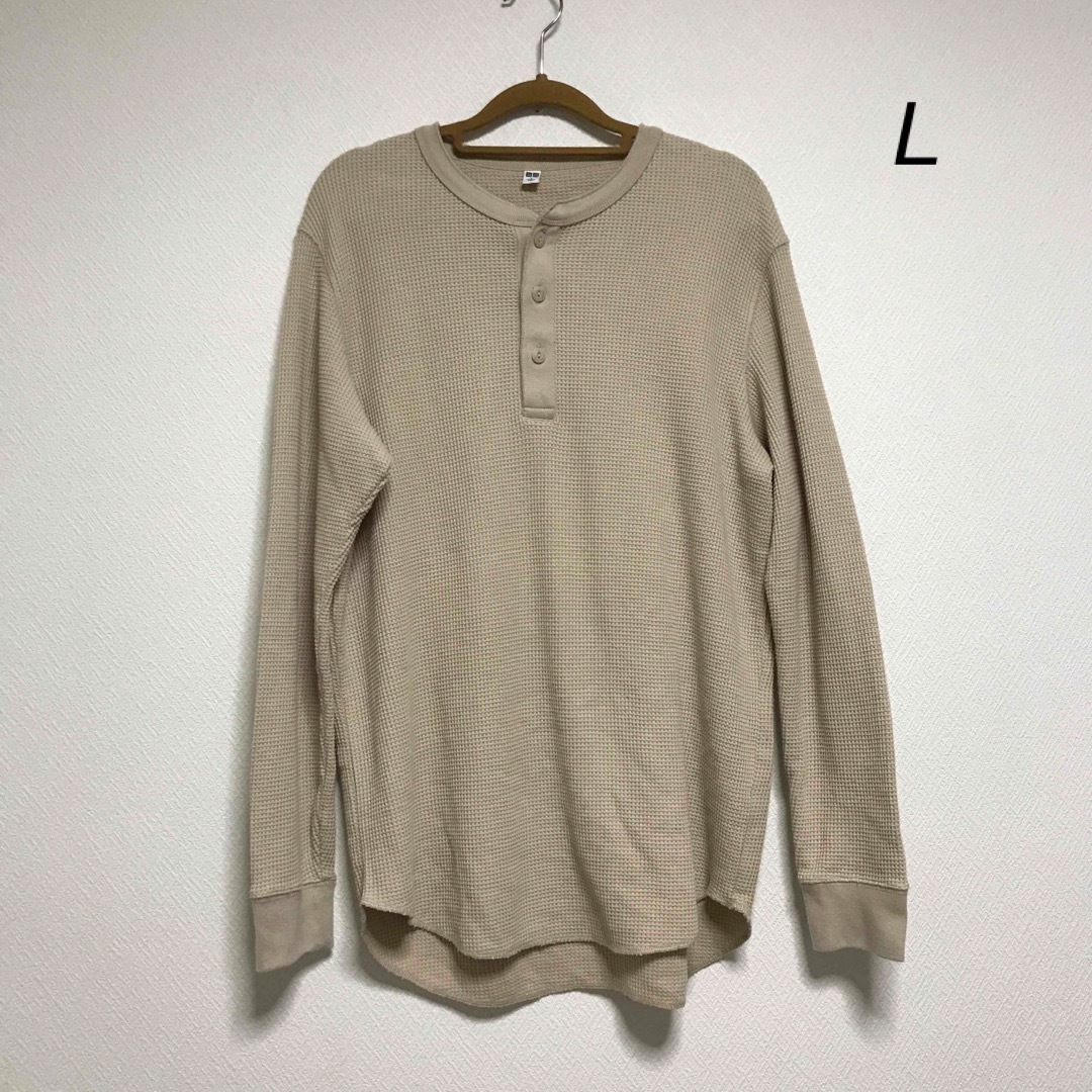 UNIQLO - ユニクロ ワッフルヘンリーネックT 長袖 サーマルの UNIQLO - ユニクロ ワッフルヘンリーネックT 長袖 サーマルの