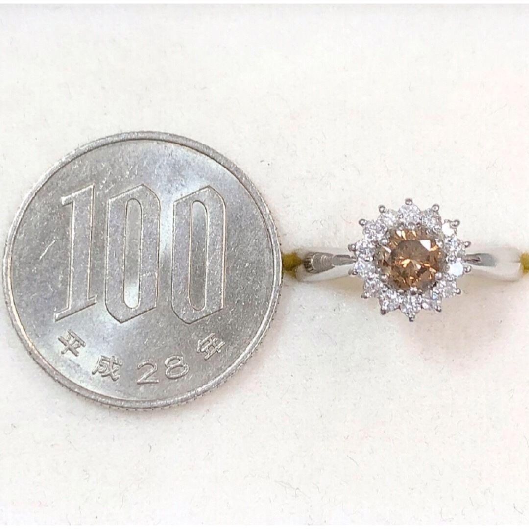 ブラウン ダイヤモンド 0.62ct Pt900 プラチナ 一粒 ダイヤ リング レディースのアクセサリー(リング(指輪))の商品写真