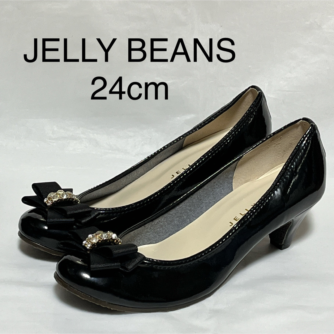 JELLY BEANS ジェリービーンズ 22.5 ブラック パンプス リボン