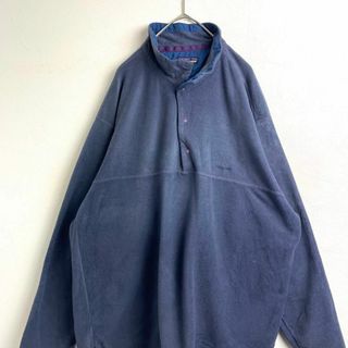 パタゴニア(patagonia)のパタゴニア　スナップボタン　ワンポイントロゴ　ネイビー　薄手フリース(スウェット)