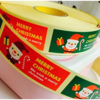 クリスマス Xmas ラッピング シール 小 ２色アソート サンタ  ３０枚(ラッピング/包装)