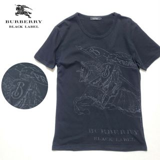 バーバリーブラックレーベル(BURBERRY BLACK LABEL)の【良品】バーバリー ブラックレーベル　半袖 Tシャツ ビッグ ホースロゴ 黒 2(Tシャツ/カットソー(半袖/袖なし))