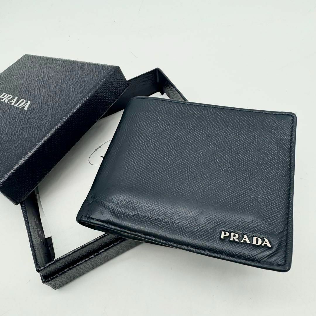 PRADA - 【付属品有✨】PRADA プラダ 二つ折り財布 折り財布 紺