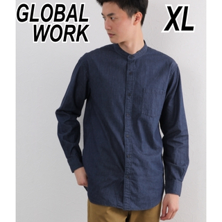 グローバルワーク(GLOBAL WORK)のGLOBALWORK メンズ デニムバンドカラーシャツ 長袖 XL 大きいサイズ(シャツ)