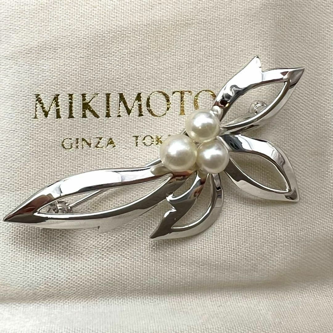 美品✨MIKIMOTO ミキモト あこやパール ピンブローチ コサージュ SV