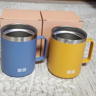 ユニクロ(UNIQLO)のユニクロ　ステンレス　マグカップ　２色セット　イエロー栗きんとん&モーヴブルー(グラス/カップ)