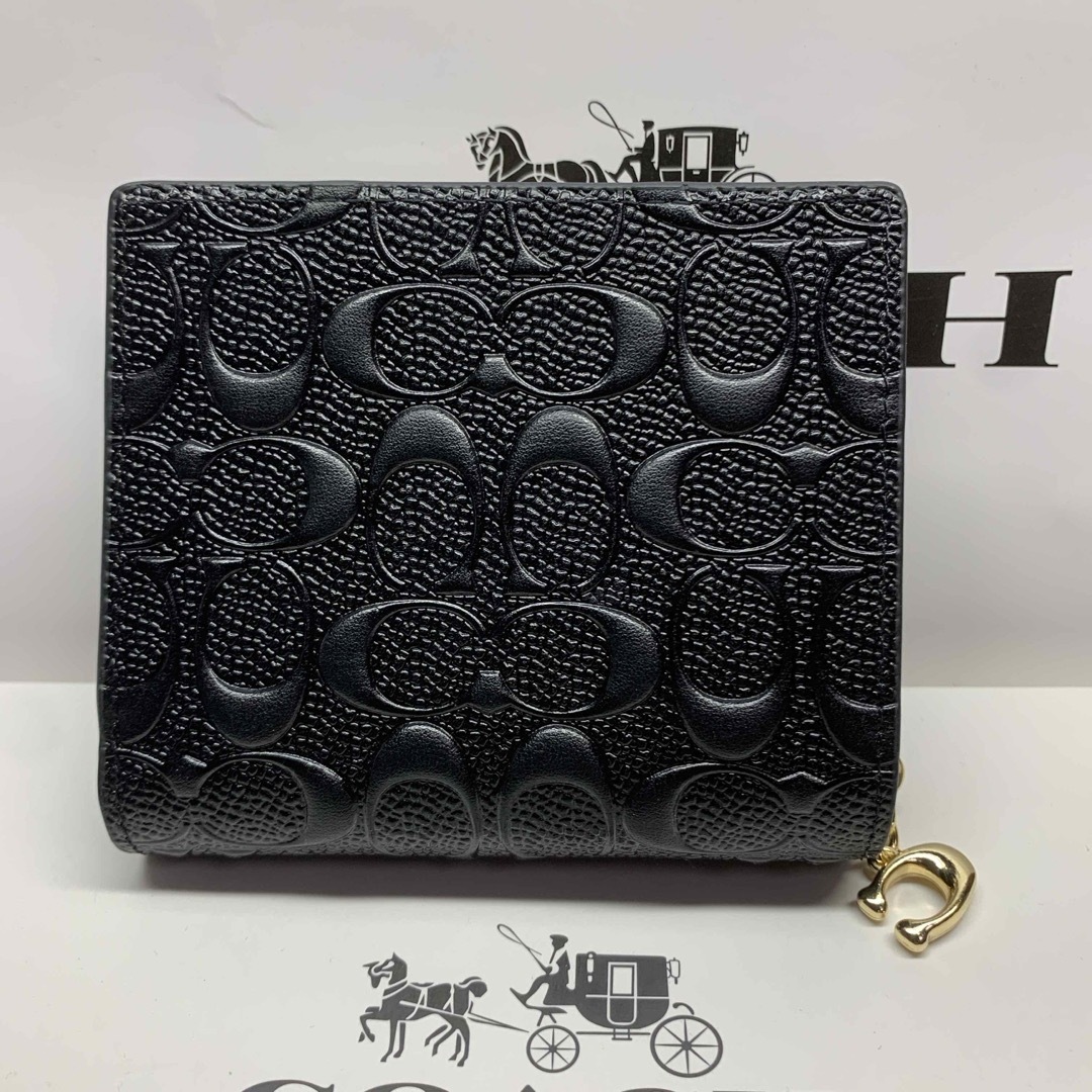 新品未使用 COACH 二つ折り財布 エンボス加工 スモールC7353