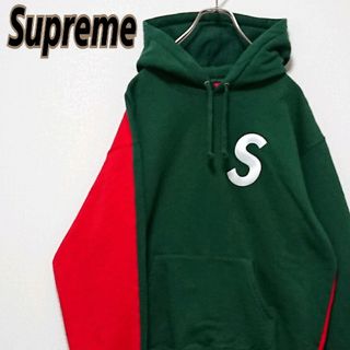 Supreme シュプリーム　肉厚　刺繍Sロゴ バイカラー パーカー