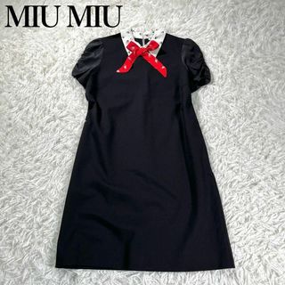 MIU MIU 白襟 半袖 ワンピース オールシーズン 黒 36-