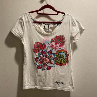 デシグアル(DESIGUAL)の【レア】デシグアル タイトTシャツ 花柄 刺繍 (Tシャツ(半袖/袖なし))