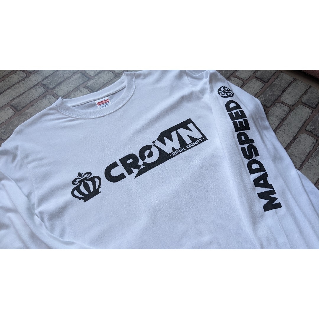 UnitedAthle(ユナイテッドアスレ)の【MADSPEED】趣味Tシャツ クラウン crown 王冠 長袖 ホワイト 自動車/バイクの自動車(車外アクセサリ)の商品写真