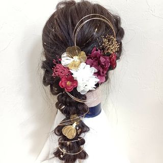 成人式　卒業式　結婚式　髪飾り　ヘッドパーツ　ヘッドドレス　アネモネ　紫陽花(ヘアアクセサリー)