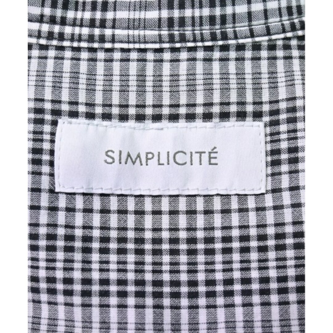 Simplicite(シンプリシテェ)のSimplicite シンプルシテ カジュアルシャツ F 黒x白(チェック) 【古着】【中古】 レディースのトップス(シャツ/ブラウス(長袖/七分))の商品写真