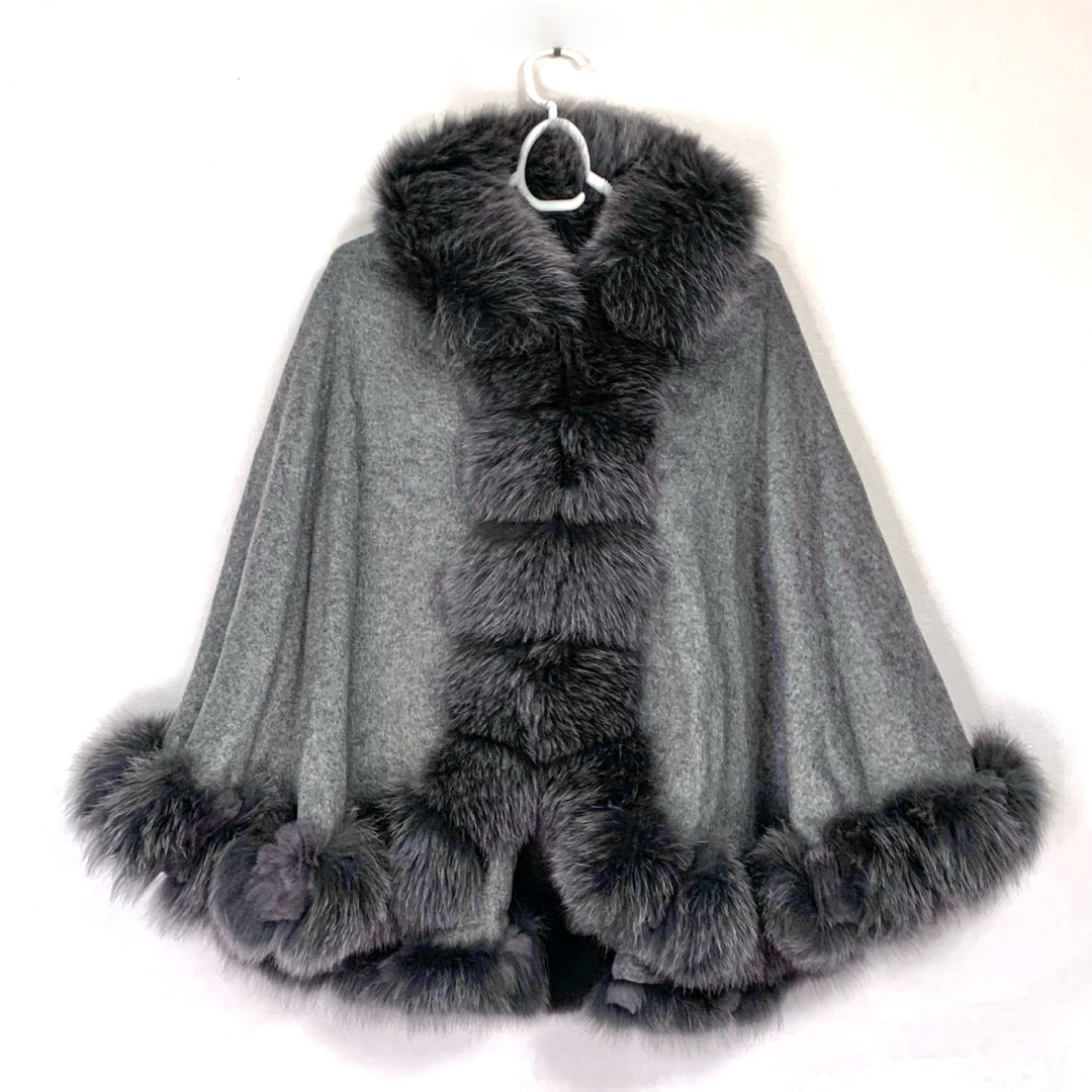 sagafurs - 美品 SAGA FURS カシミア 100% ポンチョ コート リアル
