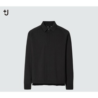 ユニクロ(UNIQLO)の新品未使用 +J 2021AW メリノブレンドニットポロシャツ ブラック L(ポロシャツ)