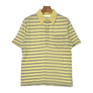 マドラス(madras)のMADRAS マドラス ポロシャツ M 黄xグレー(ボーダー) 【古着】【中古】(ポロシャツ)