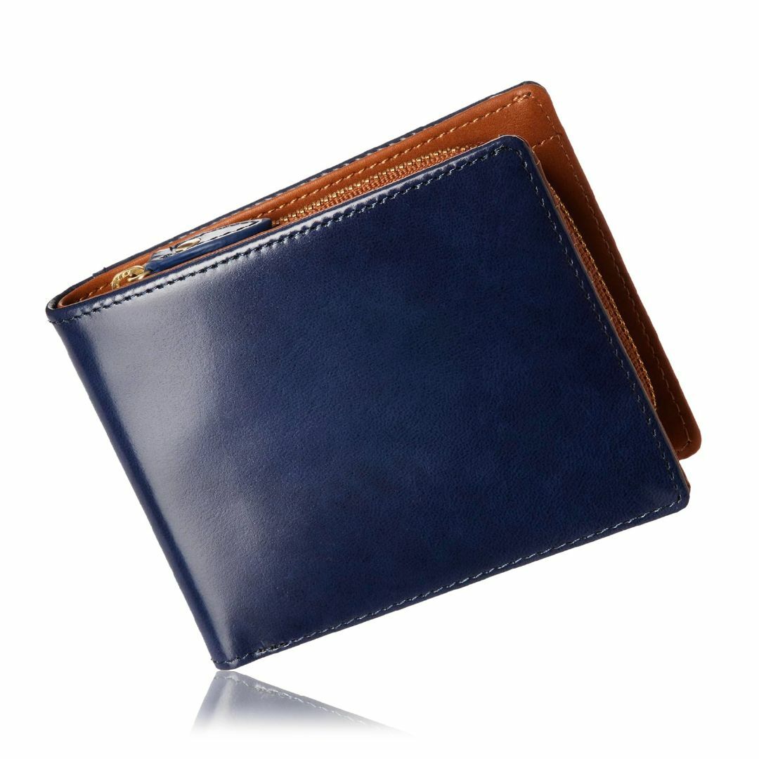 【色: Blue】グレヴィオ 本革 二つ折り 折財布 一流 の 財布 職人 がのサムネイル