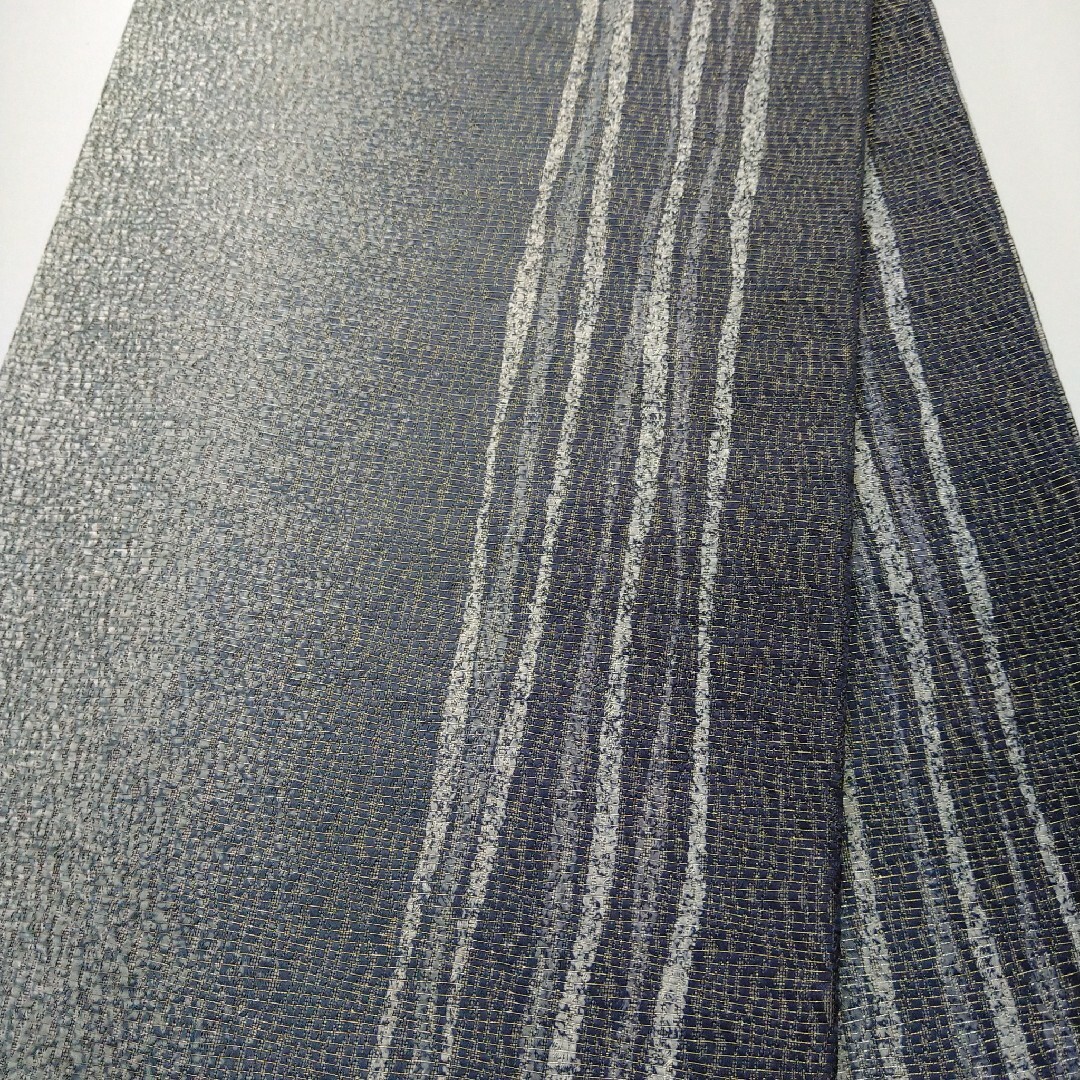 袋帯　全通　正絹　リバーシブル　ブルーグレー レディースの水着/浴衣(帯)の商品写真