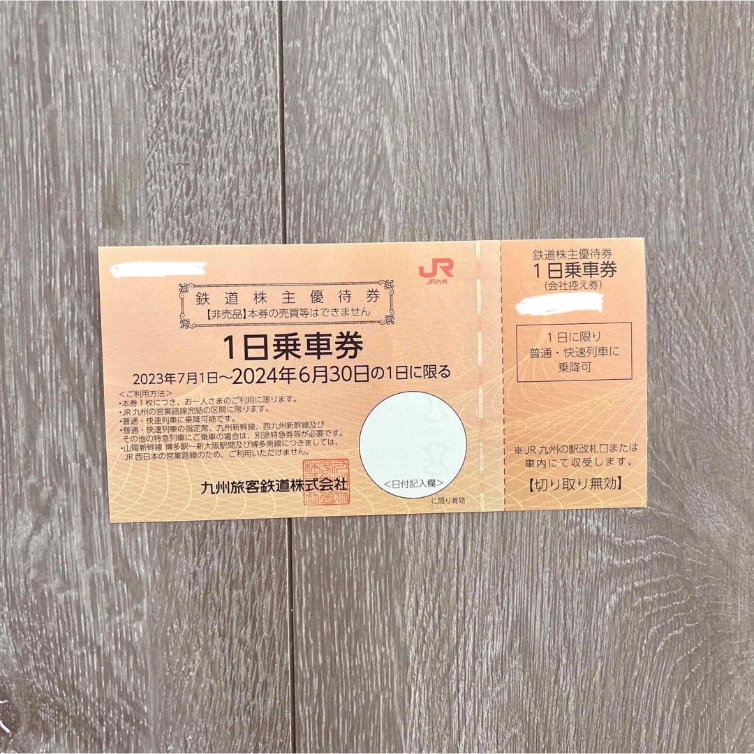 九州旅客鉄道　株主優待券　1枚 チケットの乗車券/交通券(鉄道乗車券)の商品写真