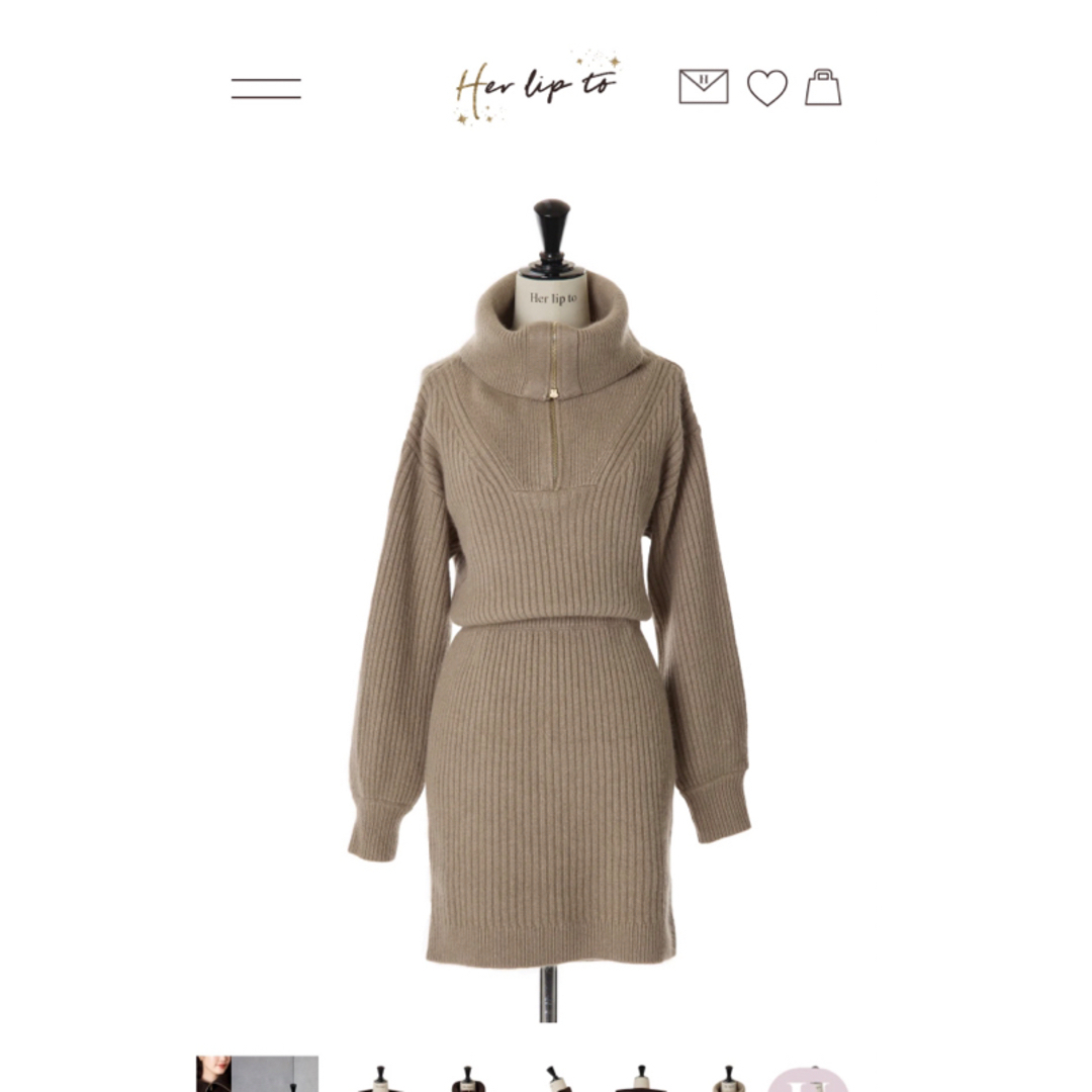 Her lip to(ハーリップトゥ)のher lip to 【新品】Half Zip Knit Mini Dress レディースのワンピース(ミニワンピース)の商品写真