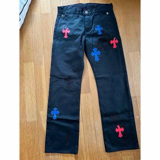 CHROME HEARTS クロムハーツ CARPENTER FLERKNEE PANTS LTHR レザー カーペンター フレアニーパンツ ブラック