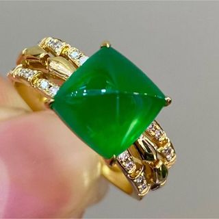 天然 エメラルド ダイヤ  リング4.3ct k18 ¥(リング(指輪))