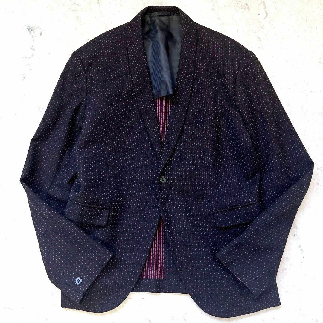 LEMAIRE(ルメール)の【Lemaire】ウール 総柄 ショールカラー ジャケット 黒ピンク ルメール メンズのジャケット/アウター(テーラードジャケット)の商品写真