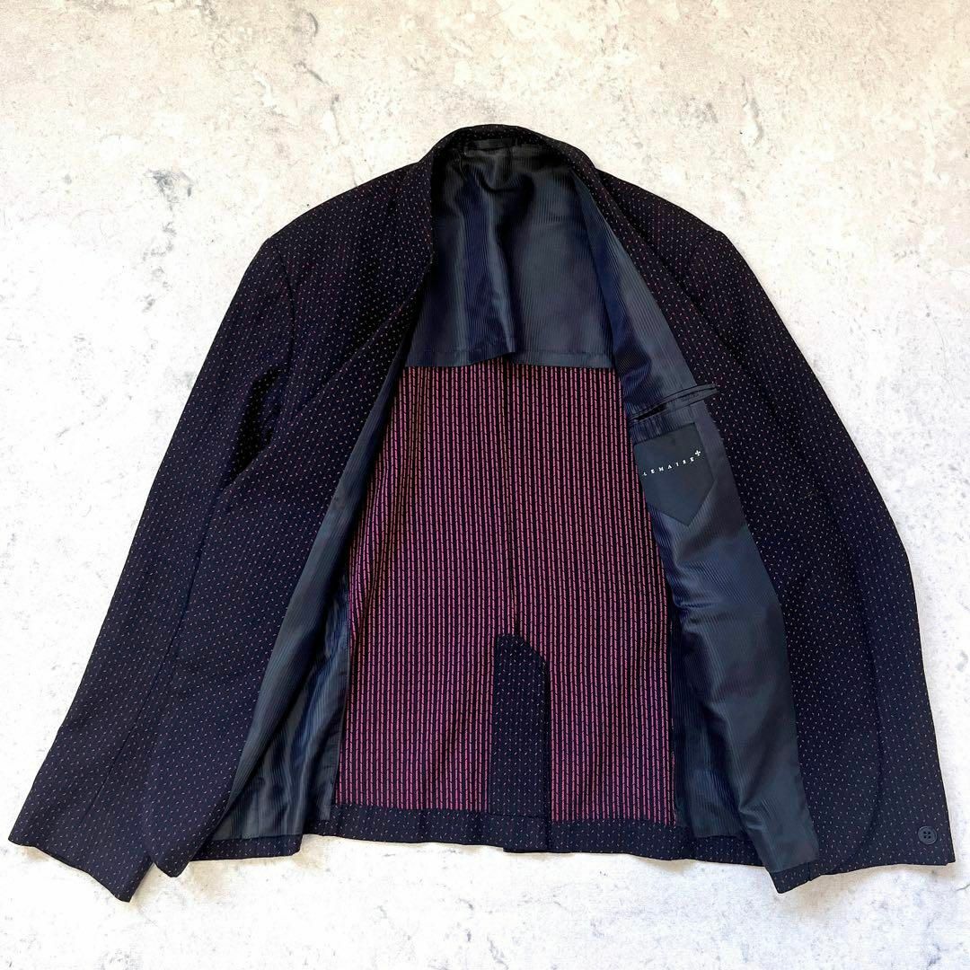 LEMAIRE(ルメール)の【Lemaire】ウール 総柄 ショールカラー ジャケット 黒ピンク ルメール メンズのジャケット/アウター(テーラードジャケット)の商品写真