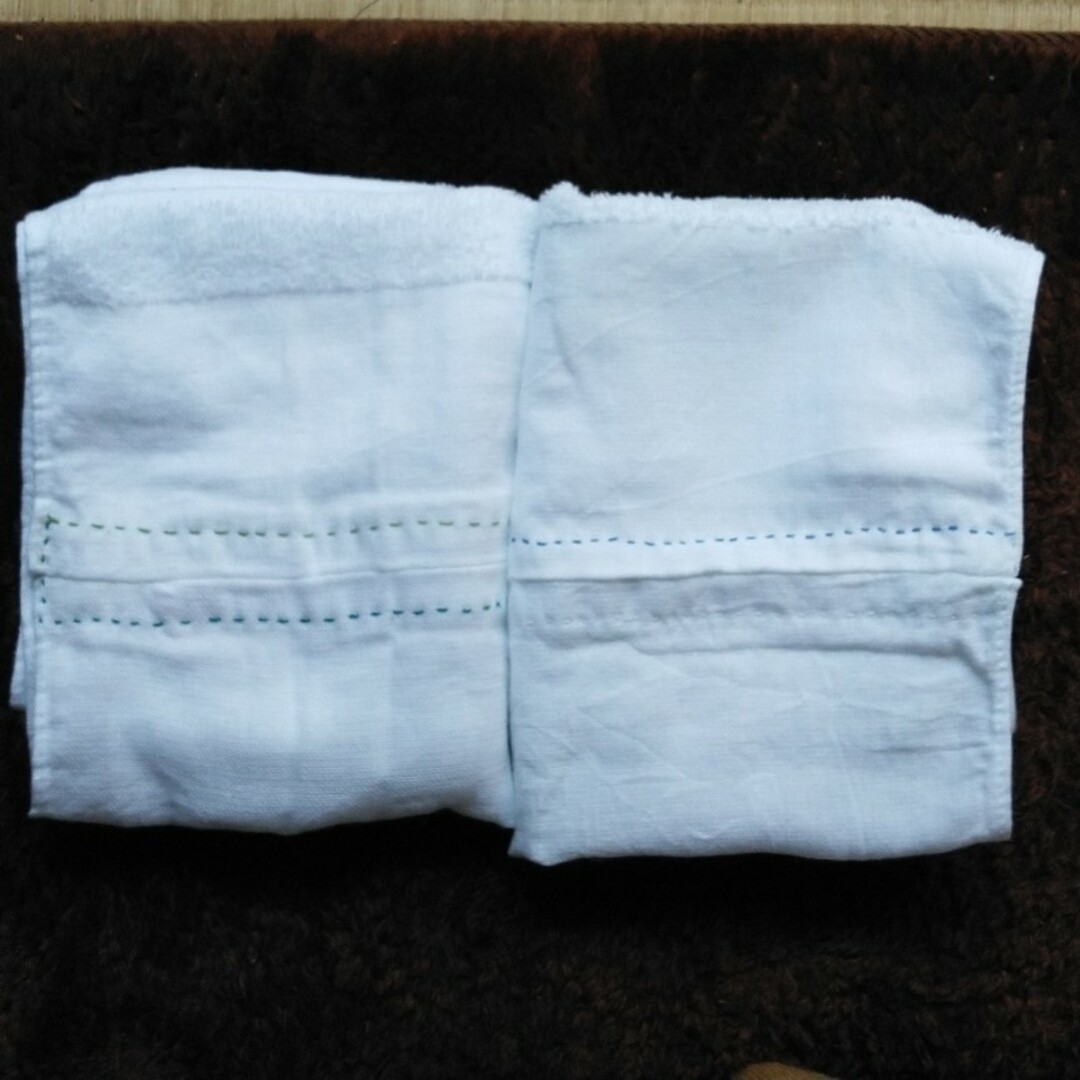 雑巾二枚　わっか型　刺し子ステッチ ハンドメイドの生活雑貨(その他)の商品写真
