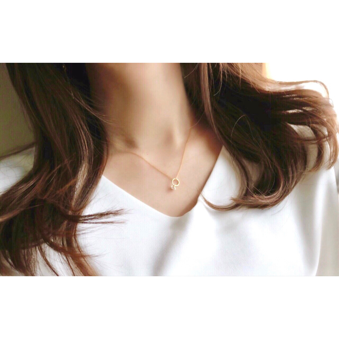 特別価格❤︎ジルコニアの小さなリング×極細チェーン（16kgp ）ネックレス♡ ハンドメイドのアクセサリー(ネックレス)の商品写真