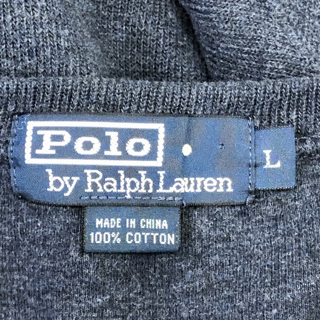 POLO RALPH LAUREN(ポロラルフローレン)の90年代 Polo by Ralph Lauren ポロ ラルフローレン コットンニット Vネック セーター ネイビー (メンズ L) 中古 古着 P0943 メンズのトップス(ニット/セーター)の商品写真