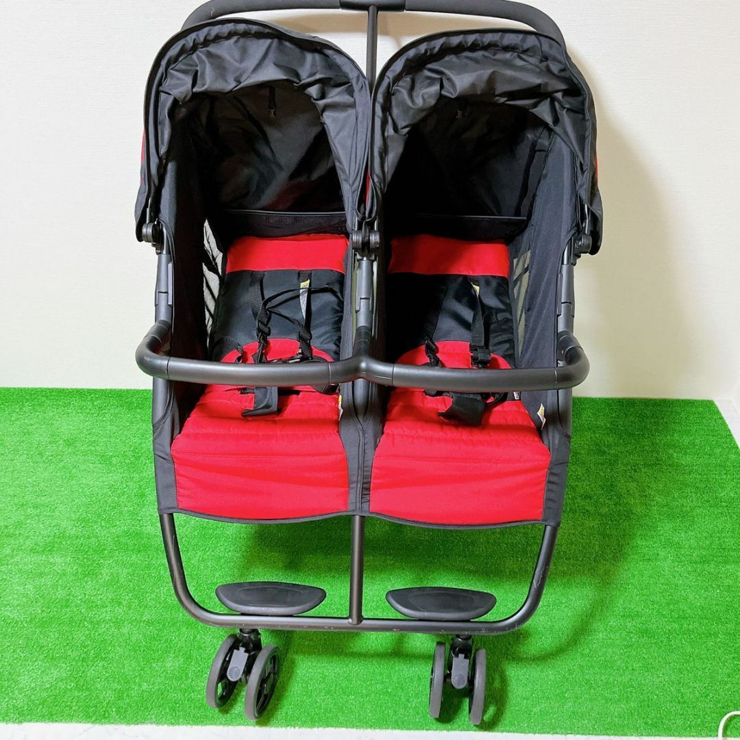 ベビーカー 2人乗り 双子用 ココロン ツイン ブラック レッド 横型 二人乗り