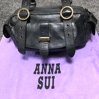 アナスイ(ANNA SUI)の【海維様　専用】ANNA SUI アナスイ ハンドバッグ ブラック 本革 レザー(ハンドバッグ)