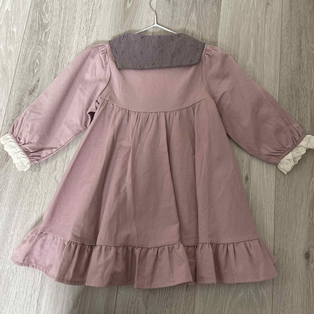 しまむら(シマムラ)の新品★100センチ★レース襟ワンピース キッズ/ベビー/マタニティのキッズ服女の子用(90cm~)(ワンピース)の商品写真