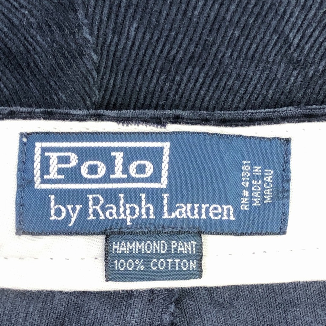 POLO RALPH LAUREN(ポロラルフローレン)の90年代 Polo by Ralph Lauren ラルフローレン HAMMOND PANT 2タック コーデュロイ パンツ ネイビー (メンズ 34×34) 中古 古着 P0985 メンズのパンツ(その他)の商品写真