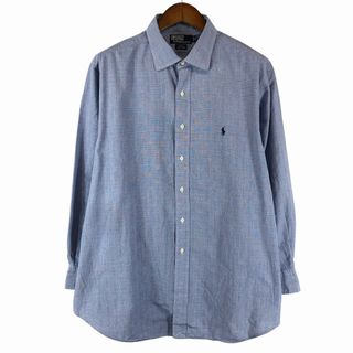 ポロラルフローレン(POLO RALPH LAUREN)の90年代 Polo by Ralph Lauren ポロ ラルフローレン PHILIP 長袖シャツ カジュアル チェック ブルー (メンズ 18 34/35) 中古 古着 P0986(シャツ)