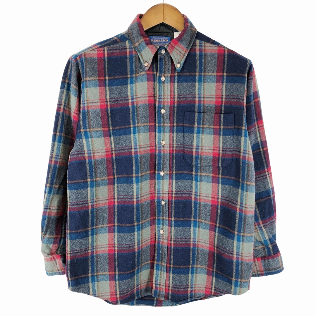 PENDLETON(ペンドルトン)のPENDLETON ペンドルトン ウール チェック 長袖シャツ カジュアル ボタンダウン ブルー (メンズ M) 中古 古着 P0988 メンズのトップス(シャツ)の商品写真