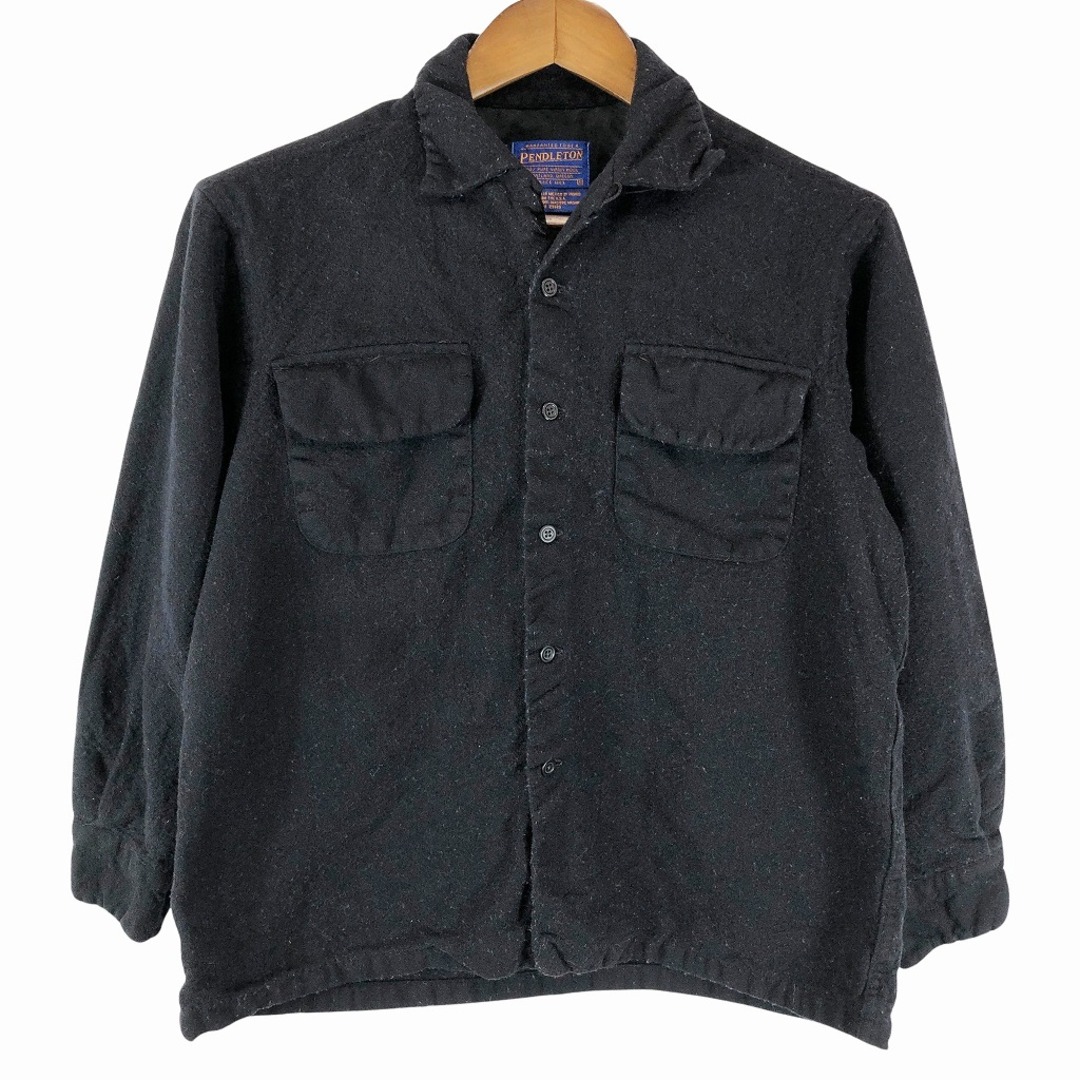 PENDLETON(ペンドルトン)のPENDLETON ペンドルトン オープンカラー 長袖シャツ アメカジ ダブルフラップ ブラック (メンズ M) 中古 古着 P1021 メンズのトップス(シャツ)の商品写真