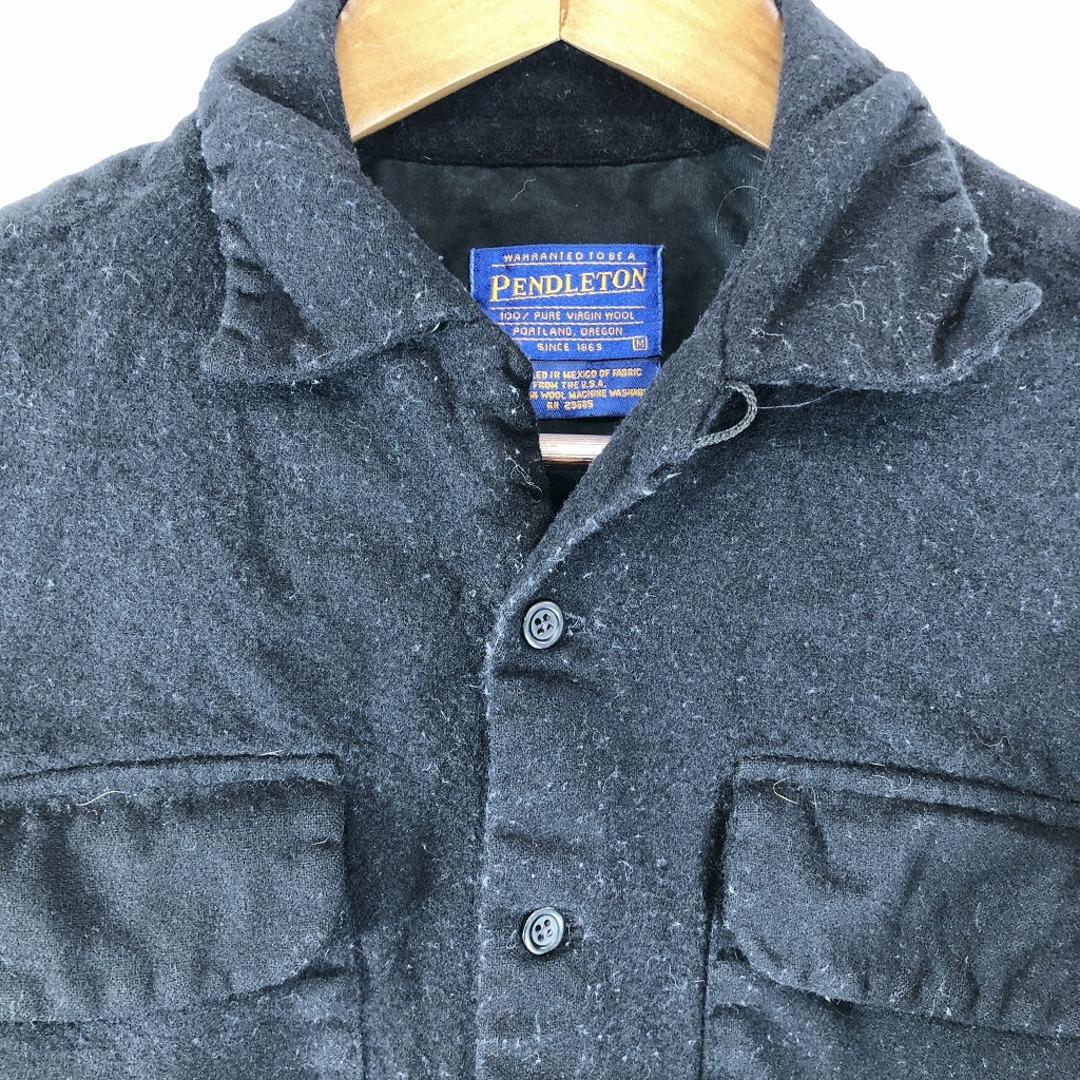 PENDLETON(ペンドルトン)のPENDLETON ペンドルトン オープンカラー 長袖シャツ アメカジ ダブルフラップ ブラック (メンズ M) 中古 古着 P1021 メンズのトップス(シャツ)の商品写真