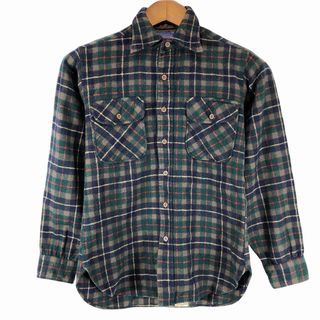 ペンドルトン(PENDLETON)の70年代 PENDLETON ペンドルトン ウール長袖シャツ アメカジ チェック グリーン (メンズ S) 中古 古着 P1023(シャツ)