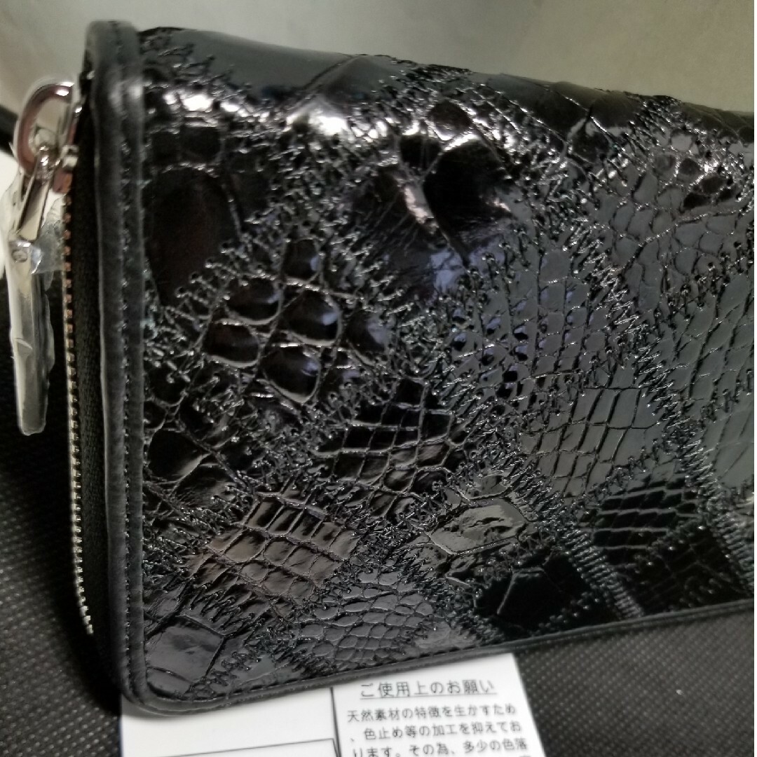 本物ナイル☆クロコダイル 本革☆パッチワーク☆ ラウンド 長財布