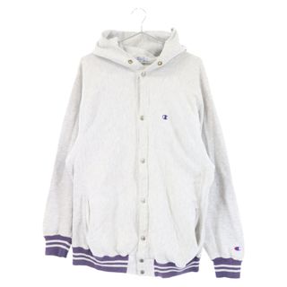 チャンピオン(Champion)のCHAMPION チャンピオン 90's リバースウィーブ フルスナップパーカー リブライン グレー×パープル MEDIUM USA製(パーカー)