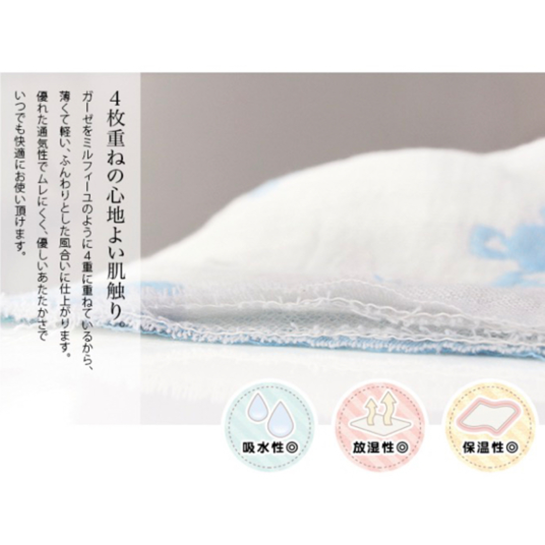日本製 4重ガーゼ ベビーケット ミニケットサイズ クマ柄 キッズ/ベビー/マタニティの寝具/家具(タオルケット)の商品写真