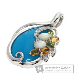 SELECT JEWELRY トルコ石 ダイヤモンド カラーストーン ペンダントトップ K18WG レディース(その他)