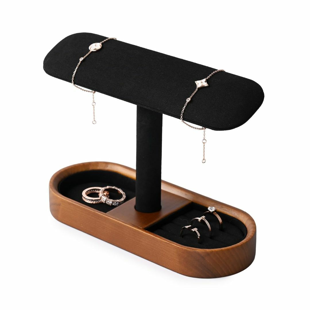 Woodten黒い木製時計スタンド 指輪 時計 ブレスレット ディスプレイ アク インテリア/住まい/日用品の収納家具(ドレッサー/鏡台)の商品写真