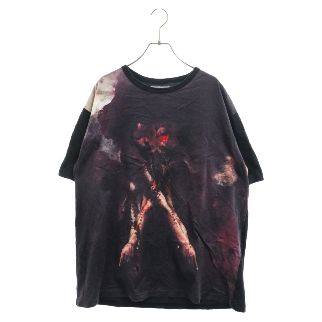 Yohji Yamamoto POUR HOMME ヨウジヤマモト プールオム 22AW インクジェット 半袖 カットソー Tシャツ ブラック/レッド HE-T73-083515センチ袖丈