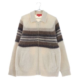 シュプリーム(Supreme)のSUPREME シュプリーム 19AW Brushed Wool Zip Up Sweater ブラッシュド ウール ニットボーダー ジップセーター ホワイト(ニット/セーター)