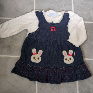 ミキハウス(mikihouse)のMIKIHOUSE 長袖　デニムワンピース　セット　size80(ワンピース)