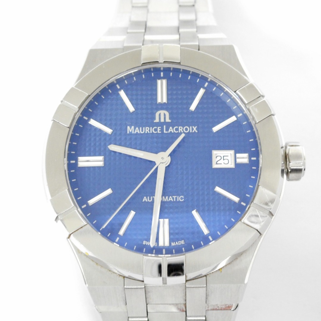 MAURICE LACROIX(モーリスラクロア)のモーリス・ラクロア メンズ腕時計 アイコン AI6008 自動巻 裏スケ SS ブルー系文字盤 替えベルト付 ID333401 中古 メンズの時計(腕時計(アナログ))の商品写真